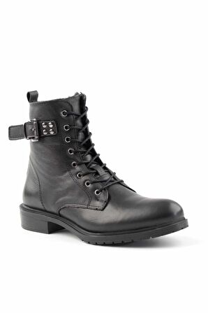 Bambi Siyah Hakiki Deri Kadın Bot & Bootie K02539913103