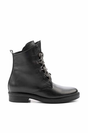 Siyah Hakiki Deri Kadın Bot & Bootie K02531206503