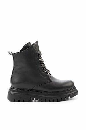 Siyah Hakiki Deri Kadın Bot & Bootie K02531206603
