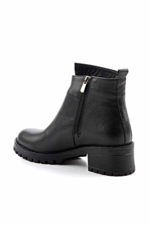 Siyah Hakiki Deri Kadın Bot & Bootie K02531230203