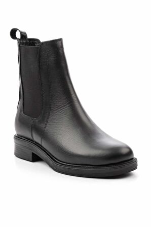 Siyah Hakiki Deri Kadın Bot & Bootie K02531206803
