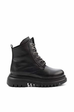Siyah Hakiki Deri Kadın Bot & Bootie K02531206903