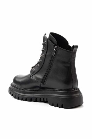 Siyah Hakiki Deri Kadın Bot & Bootie K02531206903