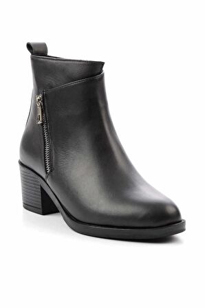 Siyah Hakiki Deri Kadın Bot & Bootie K02531207003