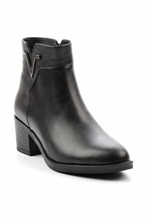Siyah Hakiki Deri Kadın Bot & Bootie K02531230603