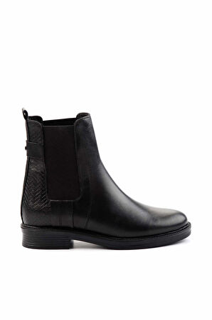 Siyah Hakiki Deri Kadın Bot & Bootie K02531207103