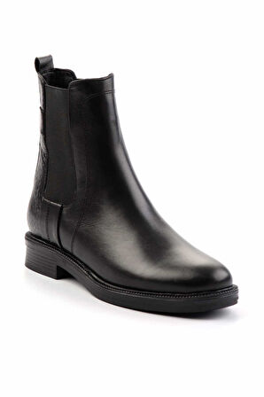 Siyah Hakiki Deri Kadın Bot & Bootie K02531207103