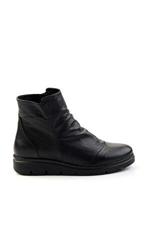 Siyah Hakiki Deri Kadın Bot & Bootie K02531271503
