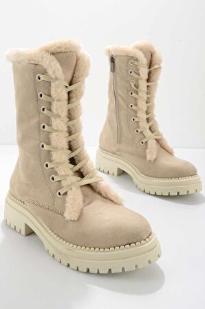 Bambi Bej Süet  Kadın Bot & Bootie K02534500002