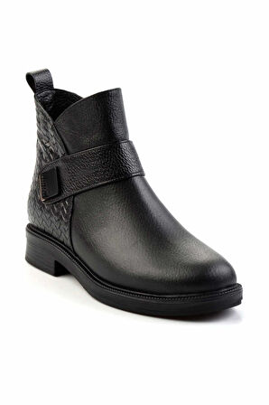 Siyah Siyah Örgü Hakiki Deri Kadın Bot & Bootie K02531270003