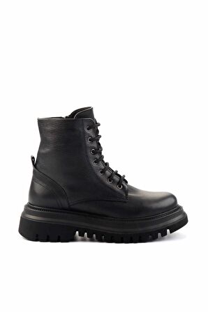 Siyah Hakiki Deri Kadın Bot & Bootie K02553870103
