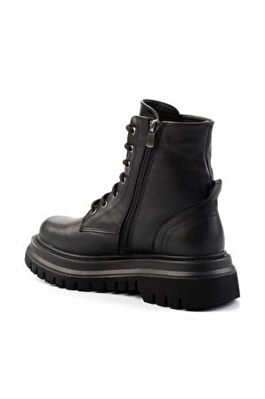 Siyah Hakiki Deri Kadın Bot & Bootie K02553870103