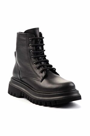 Siyah Hakiki Deri Kadın Bot & Bootie K02553870103