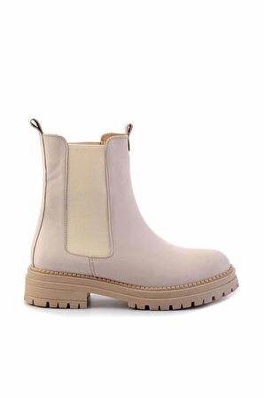 Bej Nubuk Hakiki Deri Kadın Bot & Bootie K02553410201