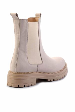 Bej Nubuk Hakiki Deri Kadın Bot & Bootie K02553410201