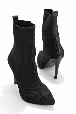 Bambi Siyah Triko  Kadın Bot & Bootie K02575333382
