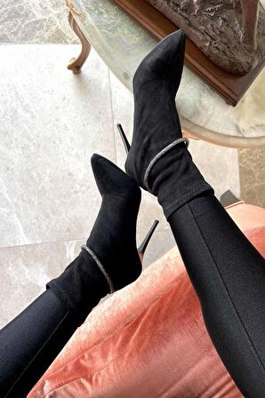 Bambi Siyah Platin Süet  Kadın Bot & Bootie K02575211702