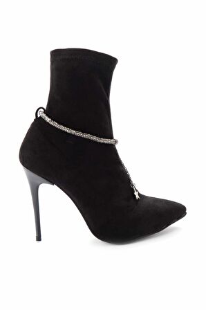 Bambi Siyah Platin Süet  Kadın Bot & Bootie K02575211702