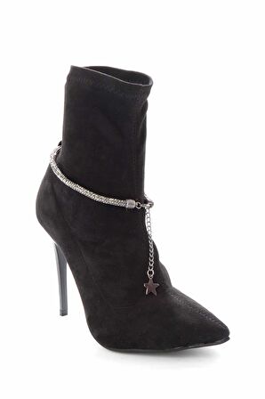Bambi Siyah Platin Süet  Kadın Bot & Bootie K02575211702