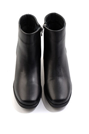 Siyah Hakiki Deri Kadın Bot & Bootie K02586082503