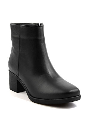 Siyah Hakiki Deri Kadın Bot & Bootie K02586082503
