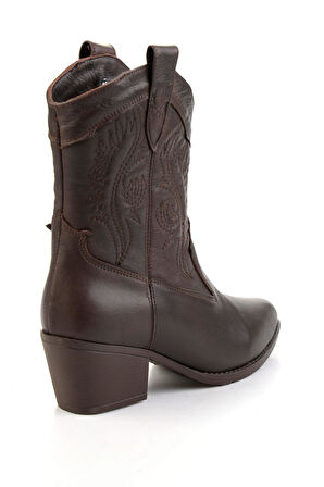 Kahve Hakiki Deri Kadın Bot & Bootie K02586888803