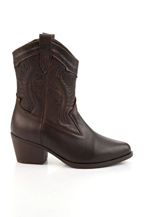 Kahve Hakiki Deri Kadın Bot & Bootie K02586888803