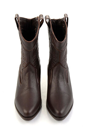 Kahve Hakiki Deri Kadın Bot & Bootie K02586888803