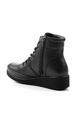 Siyah Hakiki Deri Kadın Bot & Bootie K02586160303