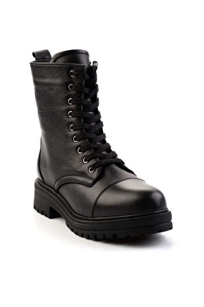 Siyah Hakiki Deri Kadın Bot & Bootie K02586072003