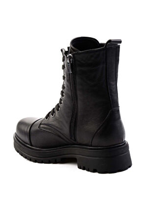 Siyah Hakiki Deri Kadın Bot & Bootie K02586072003