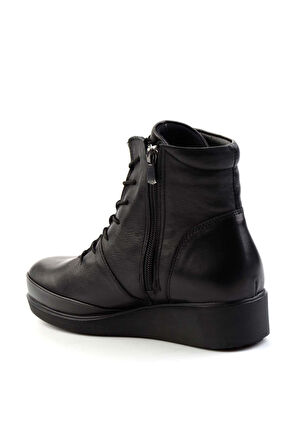 Siyah Hakiki Deri Kadın Bot & Bootie K02586224203