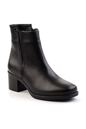 Siyah Hakiki Deri Kadın Bot & Bootie K02586301703