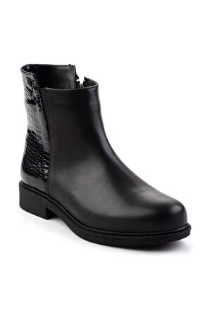 Siyah Hakiki Deri Kadın Bot & Bootie K02586307003