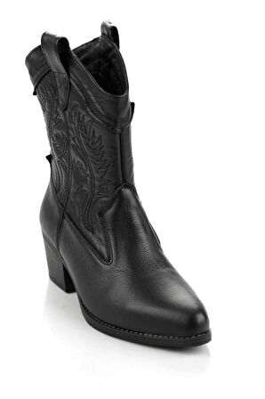 Siyah Leather Kadın Bot & Bootie K02586888903