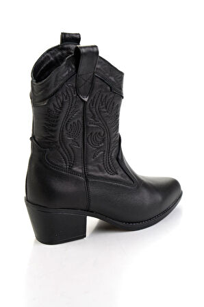 Siyah Hakiki Deri Kadın Bot & Bootie K02586888903