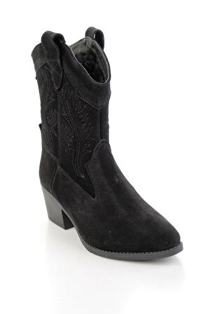 Siyah Hakiki Deri Kadın Bot & Bootie K02586888902