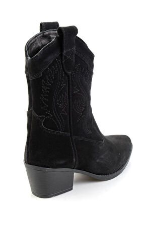 Siyah Hakiki Deri Kadın Bot & Bootie K02586888902