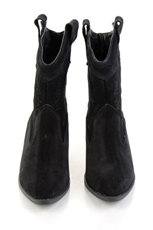 Siyah Hakiki Deri Kadın Bot & Bootie K02586888902