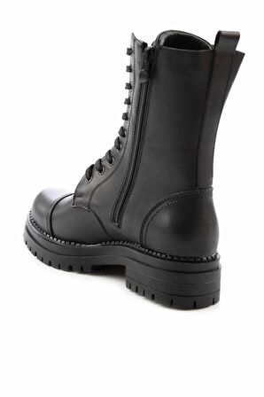Siyah Hakiki Deri Kadın Bot & Bootie K02629031903