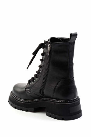 Siyah Kırışık Rugan  Kadın Bot & Bootie K02628021008