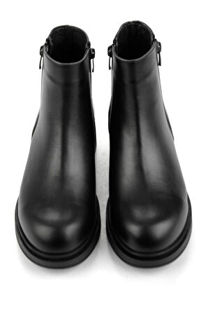 Siyah Hakiki Deri Kadın Bot & Bootie K02631128803