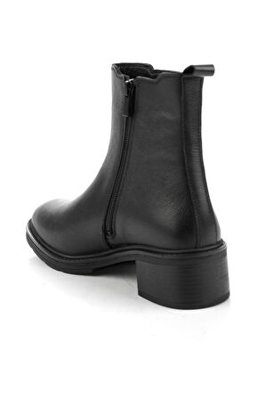 Siyah Hakiki Deri Kadın Bot & Bootie K02645012103