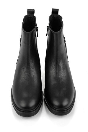 Siyah Hakiki Deri Kadın Bot & Bootie K02645012103