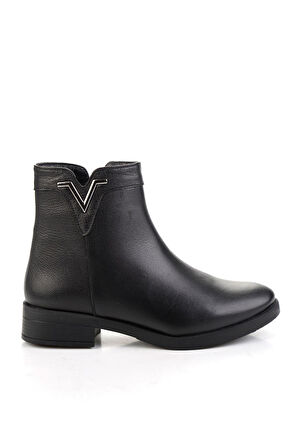 Siyah Hakiki Deri Kadın Bot & Bootie K02645012203