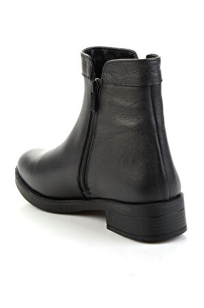Siyah Hakiki Deri Kadın Bot & Bootie K02645012203