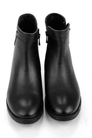 Siyah Hakiki Deri Kadın Bot & Bootie K02645012203