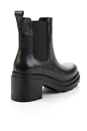 Siyah Hakiki Deri Kadın Bot & Bootie K02666301403