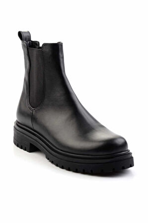 Siyah Hakiki Deri Kadın Bot & Bootie K02666414003