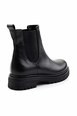 Siyah Hakiki Deri Kadın Bot & Bootie K02666414003